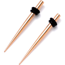 Load image into Gallery viewer, Rose Gold Tone Anodized Titanium Micro Taper Straight Plug Set 14G to 8G
