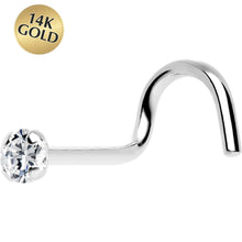 将图片加载到图库查看器，Solid 14K White Gold 2mm Cubic Zirconia SOLITAIRE Nose Ring
