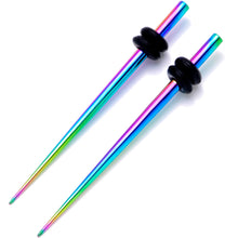将图片加载到图库查看器，Rainbow Anodized Titanium Micro Taper Straight Plug Set 14G to 10G
