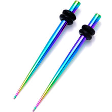 将图片加载到图库查看器，Rainbow Anodized Titanium Micro Taper Straight Plug Set 14G to 10G
