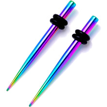 将图片加载到图库查看器，Rainbow Anodized Titanium Micro Taper Straight Plug Set 14G to 10G
