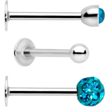 Load image into Gallery viewer, Teal Press Fit Faux Opal Labret Monroe Tragus 3 Pack Set
