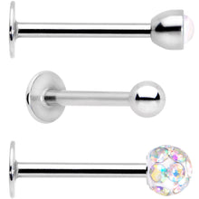 Load image into Gallery viewer, 16G 3/8 Aurora Press Fit Faux Opal Labret Monroe Tragus 3 Pack Set
