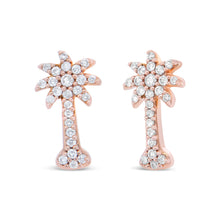 Load image into Gallery viewer, 10K Rose Gold 1/4 Cttw Diamond Palm Tree Push Back Stud Earrings (H-I Color, I1-I2 Clarity)

