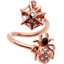 Load image into Gallery viewer, Clear Gem Rose Gold PVD Spider Web Spiral Twister Belly Ring
