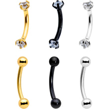 Load image into Gallery viewer, 3/8 Clear CZ Gem PVD Curved Eyebrow Ring Set of 6
