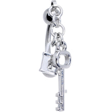 将图片加载到图库查看器，Lockdown Pad Lock and Bit Key Reversible Top Mount Dangle Belly Ring
