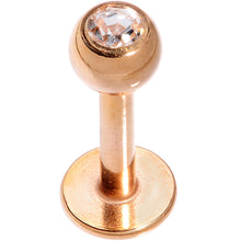 Load image into Gallery viewer, 16G  1/4 Clear Press Fit Gem Rose Gold IP Tragus Labret Monroe
