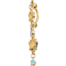 Load image into Gallery viewer, Aurora Gem Gold PVD Peaceful Lotus Flower Dangle Top Mount Belly Ring
