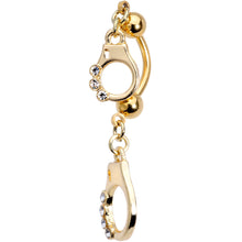 将图片加载到图库查看器，Clear Gem Gold PVD Handcuffed Double Mount Dangle Belly Ring
