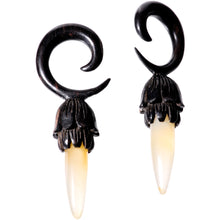 将图片加载到图库查看器，White Stone Iron Wood Tribal Spiral Taper Set 5mm to 8mm
