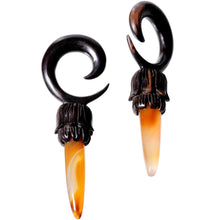 Load image into Gallery viewer, Brown Stone Iron Wood Tribal Spiral Taper Set
