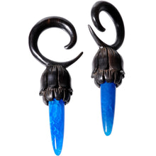 Load image into Gallery viewer, Blue Stone Iron Wood Tribal Spiral Taper Set 5mm to 8mm
