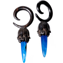 Load image into Gallery viewer, Blue Stone Iron Wood Tribal Spiral Taper Set 5mm to 8mm
