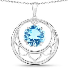 Load image into Gallery viewer, 8.75 Carat Genuine Swiss Blue Topaz .925 Sterling Silver Pendant
