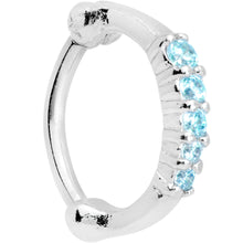 Load image into Gallery viewer, 16G 5/16 Aqua Gem Curved Hinged Cartilage Clicker

