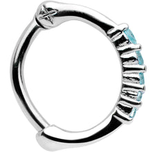 Load image into Gallery viewer, 16G 5/16 Aqua Gem Curved Hinged Cartilage Clicker
