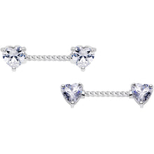 Load image into Gallery viewer, 14G Clear CZ Gem Heart Twisted BCR Ring Barbell Nipple Ring Set
