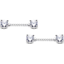Load image into Gallery viewer, 14G Clear CZ Gem Twisted Captive Ring Barbell Nipple Ring Set
