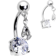 Load image into Gallery viewer, Clear Black Purple CZ Gem Top Mount Dangle Belly Ring Set of 3

