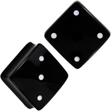 Load image into Gallery viewer, Black Acrylic Square Shaped Lucky 7 Dice Saddle Plug Set 22mm to 31mm
