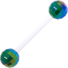 将图片加载到图库查看器，Green Purple Disco Ball Bioplast Barbell Tongue Ring Set of 4
