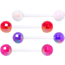 Load image into Gallery viewer, Pink Red Disco Ball Bioplast Barbell Tongue Ring Set of 4
