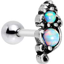 Load image into Gallery viewer, 16G 1/4 White Synthetic Opal Chunk Tragus Cartilage Earring
