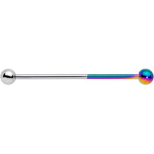 Load image into Gallery viewer, 14G Rainbow and Steel Tone Two Tone Industrial Barbell 38mm
