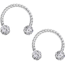 将图片加载到图库查看器，14G Clear Gem Cluster Twisted Horseshoe Barbell Nipple Ring Set
