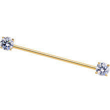 Load image into Gallery viewer, Clear CZ Gem Gold Tone End to End Industrial Barbell 38mm
