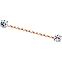 Load image into Gallery viewer, Clear CZ Gem Rose Gold Tone End to End Industrial Barbell 38mm
