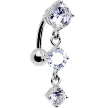 Load image into Gallery viewer, Clear CZ Gem Trio Tier Top Mount Dangle Belly Ring

