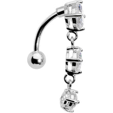 Load image into Gallery viewer, Clear CZ Gem Trio Tier Top Mount Dangle Belly Ring
