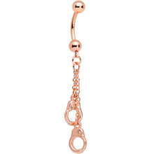 Load image into Gallery viewer, Rose Gold PVD Chained Handcuffs Reversible Dangle Belly Ring
