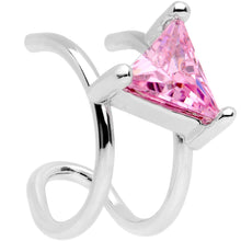 Load image into Gallery viewer, Pink CZ Gem Triangle Bling Non Pierced Ear Cuff

