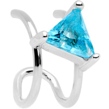 将图片加载到图库查看器，Aqua CZ Gem Triangle Bling Non Pierced Ear Cuff
