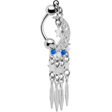 Load image into Gallery viewer, Crescent Moon Dreamcatcher Reversible Top Mount Dangle Belly Ring

