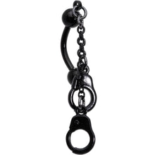 将图片加载到图库查看器，Black PVD Chained Handcuffs Reversible Dangle Belly Ring
