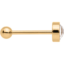 Load image into Gallery viewer, Clear Gem Gold Tone Anodized Cross Stitch Barbell Tongue Ring
