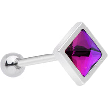 将图片加载到图库查看器，Purple Gem Rhombus Barbell Tongue Ring
