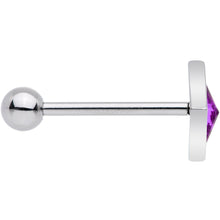 将图片加载到图库查看器，Purple Gem Rhombus Barbell Tongue Ring
