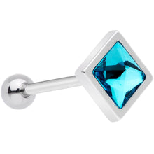 Load image into Gallery viewer, Aqua Gem Rhombus Barbell Tongue Ring
