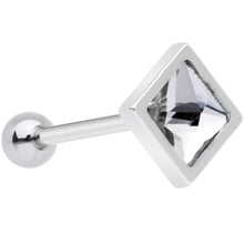 Load image into Gallery viewer, Clear Gem Rhombus Barbell Tongue Ring
