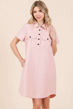 Load image into Gallery viewer, New Button Detail Collared Neck Short Sleeve Shirt Dress For Women – Chic, Trendy, Casual, Unique, Versatile &amp; Classic Elegance
