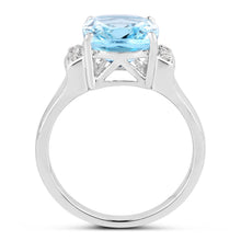Load image into Gallery viewer, 4.28 Carat Genuine Blue Topaz and White Topaz .925 Sterling Silver Ring
