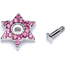 Load image into Gallery viewer, 14G Pink Gem 10mm Six Point Star Dermal Top

