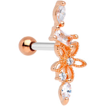Load image into Gallery viewer, Clear CZ Gem Rose Gold Tone Flower Cascade Cartilage Tragus Earring
