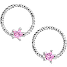 将图片加载到图库查看器，14G Pink CZ Gem Star Twisted BCR Barbell Nipple Ring Set of 4
