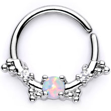 Load image into Gallery viewer, 16G 3/8 White Synthetic Opal Luminous Seamless Circular Ring
